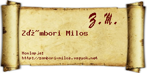Zámbori Milos névjegykártya